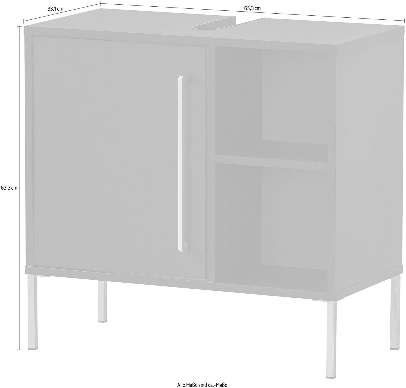 welltime Waschbeckenunterschrank Kent, Waschbeckenunterschrank, Made in Germany, B: 65 cm Solide Verarbeitung - Dieses Produkt ist in Deutschland gefertigt Bild 2