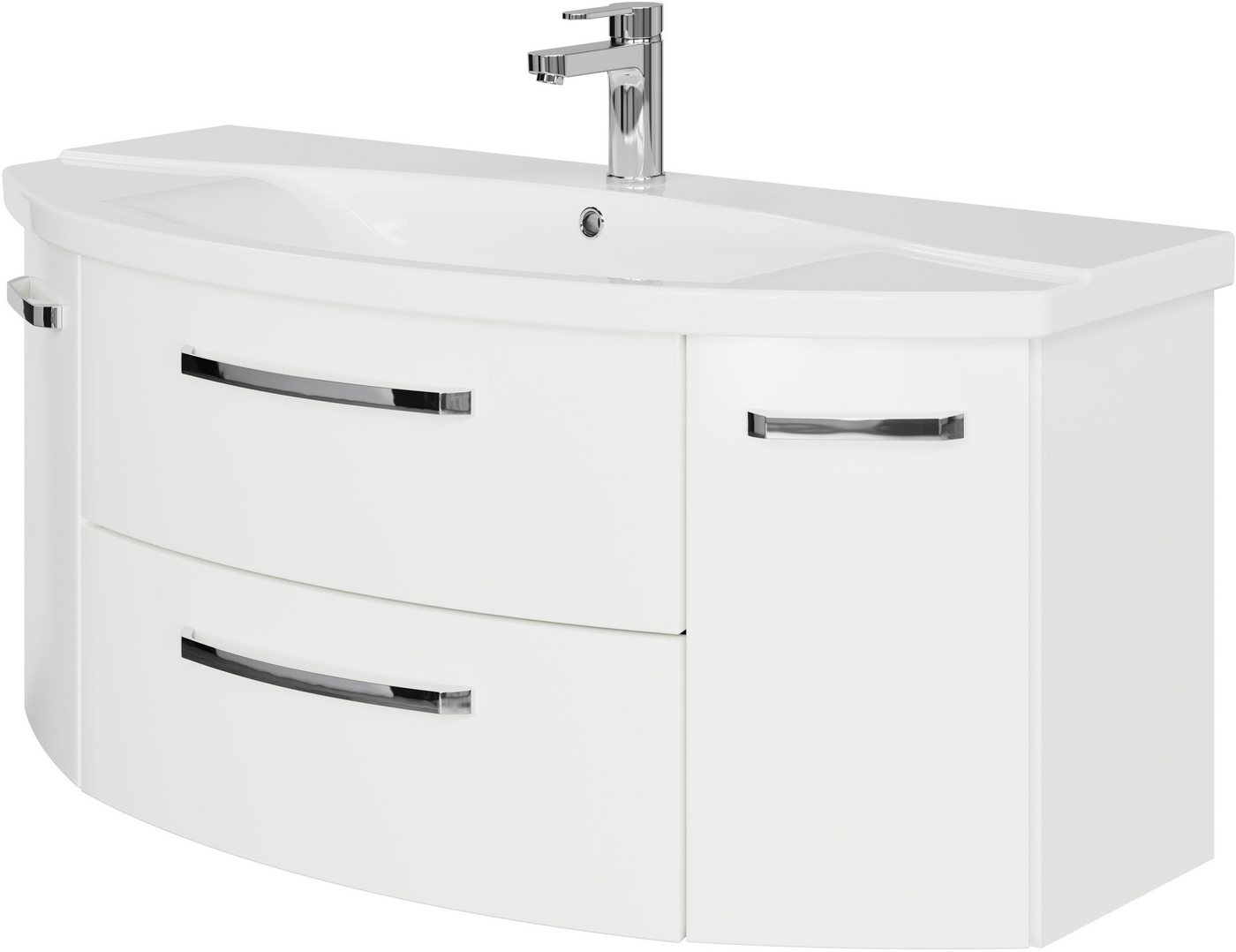 Saphir Waschtisch Serie 4010 Keramik-Waschtisch mit Unterschrank, 120,5 cm breit, Waschplatz mit 2 Türen, 2 Schubladen, Badmöbel-Set mit Waschtisch