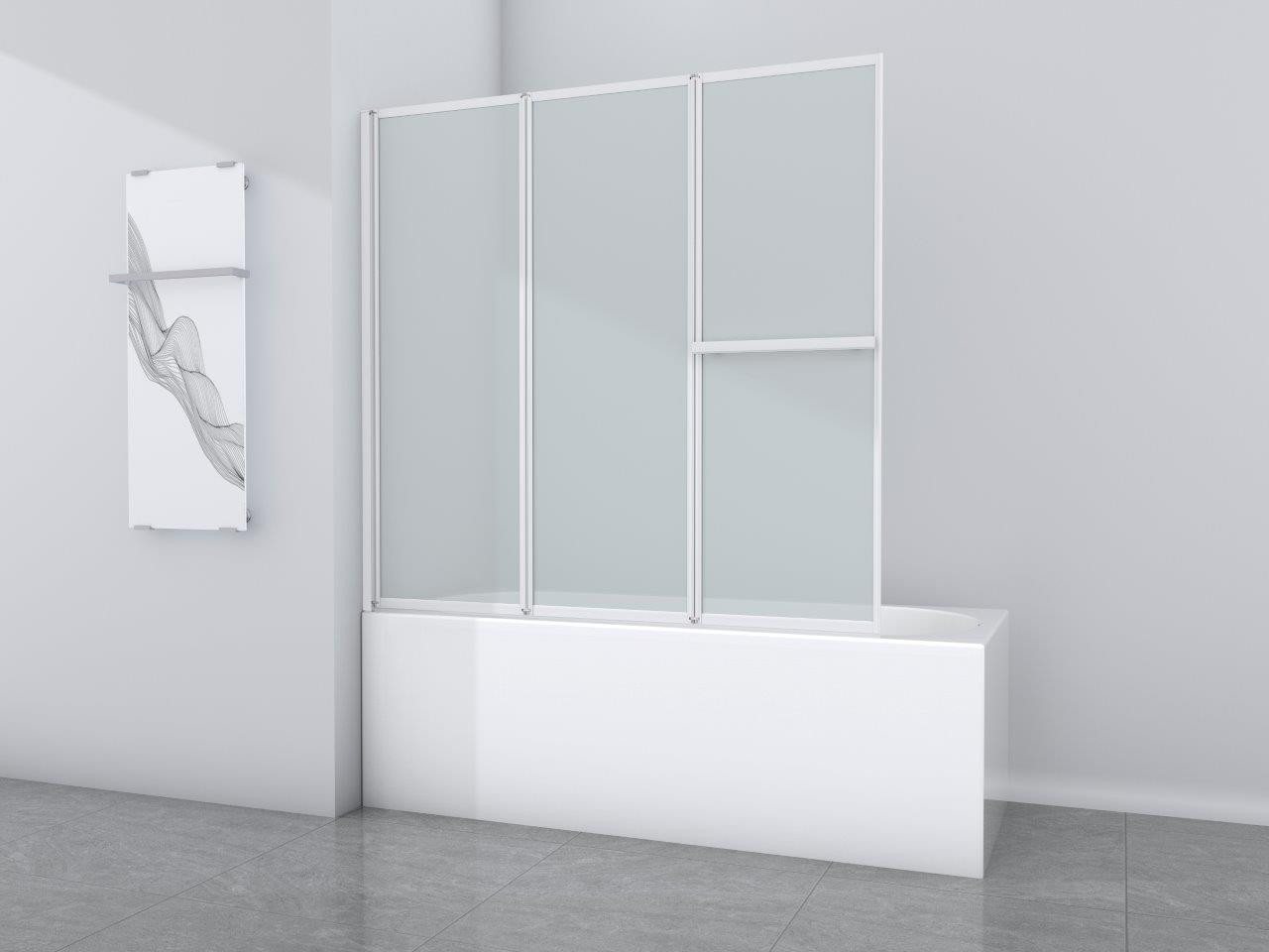 Marwell Badewannenfaltwand White Light, Einscheibensicherheitsglas, weißes Aluminiumprofil, 3-flügelig Bild 2