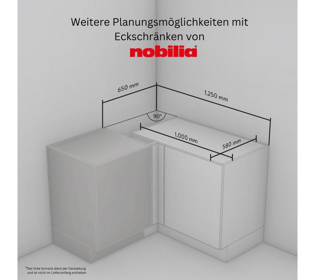 nobilia® Eckunterschrank "Flash", vormontiert mit höhenverstellbaren Sockelfüßen, Breite 100 cm Bild 2