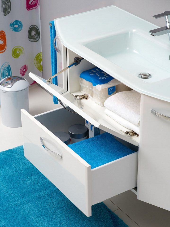 Saphir Waschtisch Quickset 326, mit Glasbecken, 112cm breit (2-St)