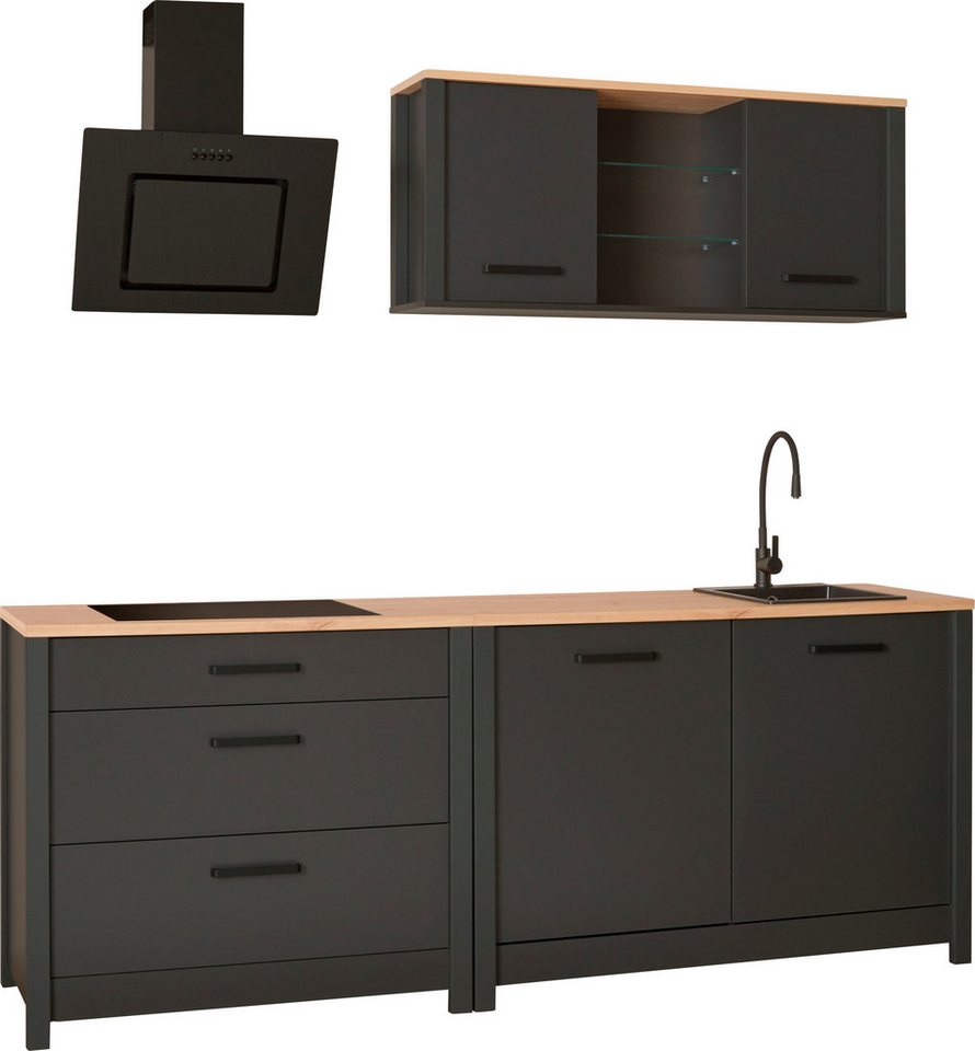 Inter Link Küchenzeile Pienza, Einbauküche, Küchenblock, Küchenmodul, Kompaktküche, Ohne E-Geräte, für Spüle/Spülmaschine, Kochfeld, B: 230 cm Bild 2