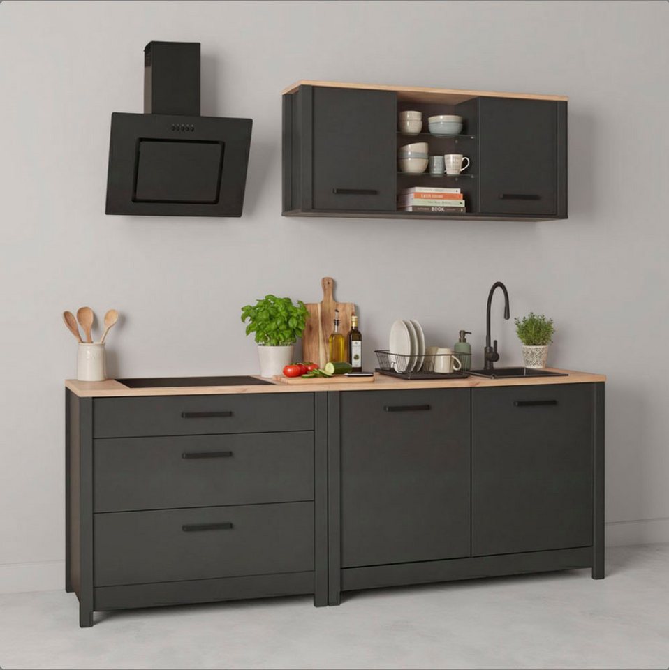 Inter Link Küchenzeile Pienza, Einbauküche, Küchenblock, Küchenmodul, Kompaktküche, Ohne E-Geräte, für Spüle/Spülmaschine, Kochfeld, B: 230 cm Bild 5