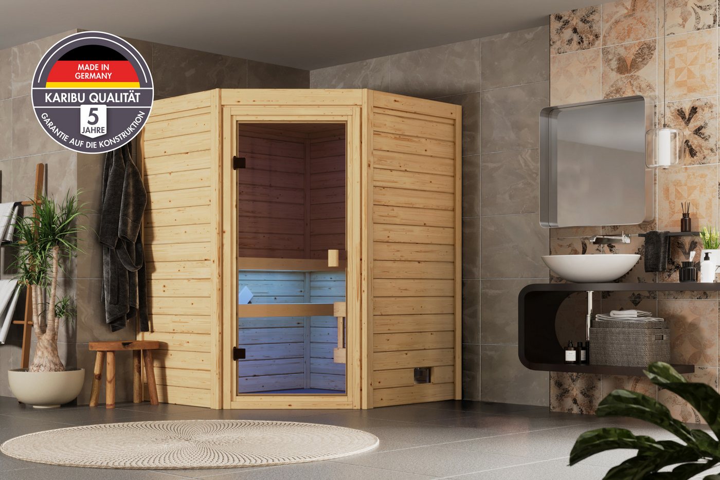 welltime Sauna Backas, BxTxH: 148 x 145 x 190,5 cm, 28 mm, (Spar-Set) verschiedene Varianten Bild 2
