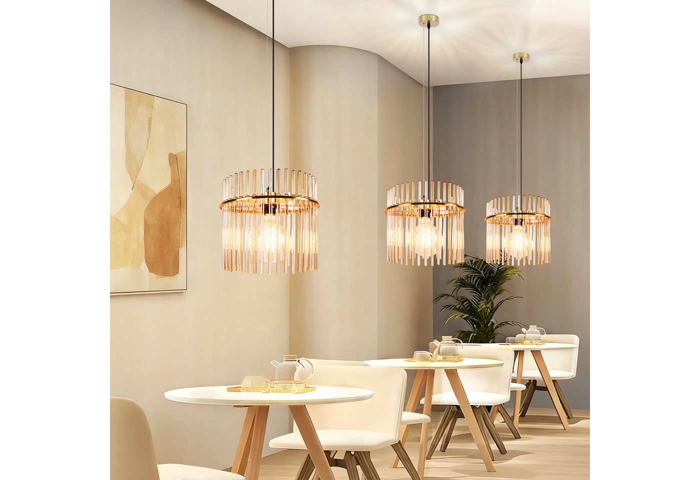 ZMH Pendelleuchte Glas, 1-flammige Esstischlampe E27, höhenverstellbare Hängeleuchte, ohne Leuchtmittel, für Esszimmer, Küche und Schlafzimmer Bild 4