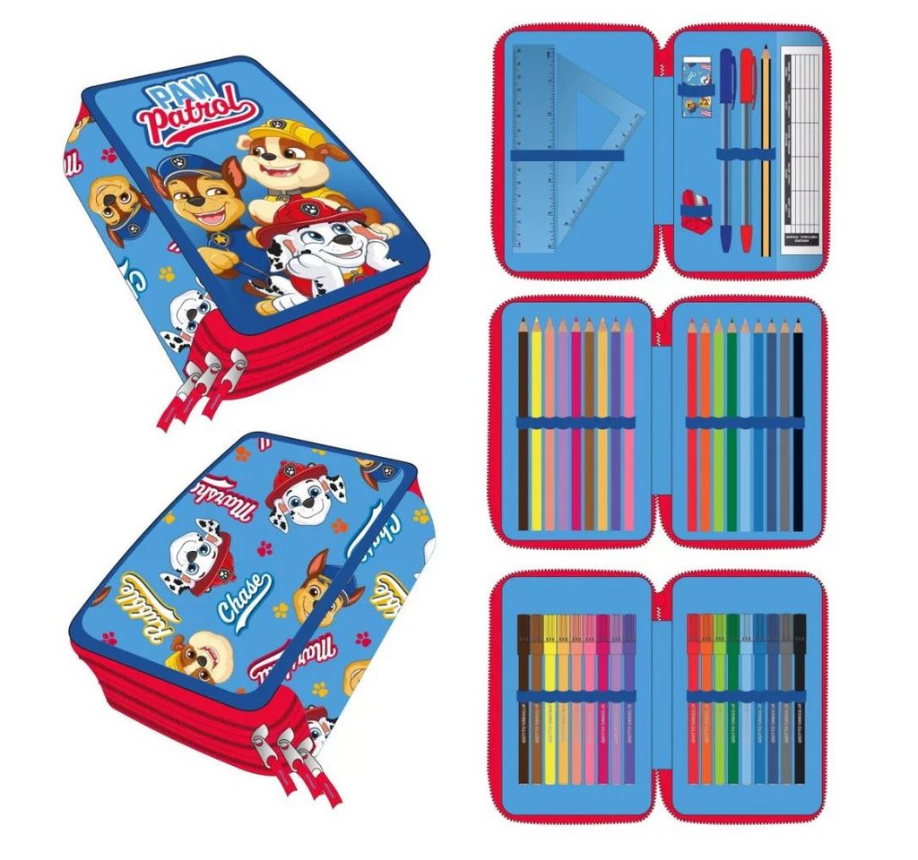 PAW PATROL Federmäppchen Paw Patrol Rescue Crew Das gefüllte 3-stöckige Federmäppchen