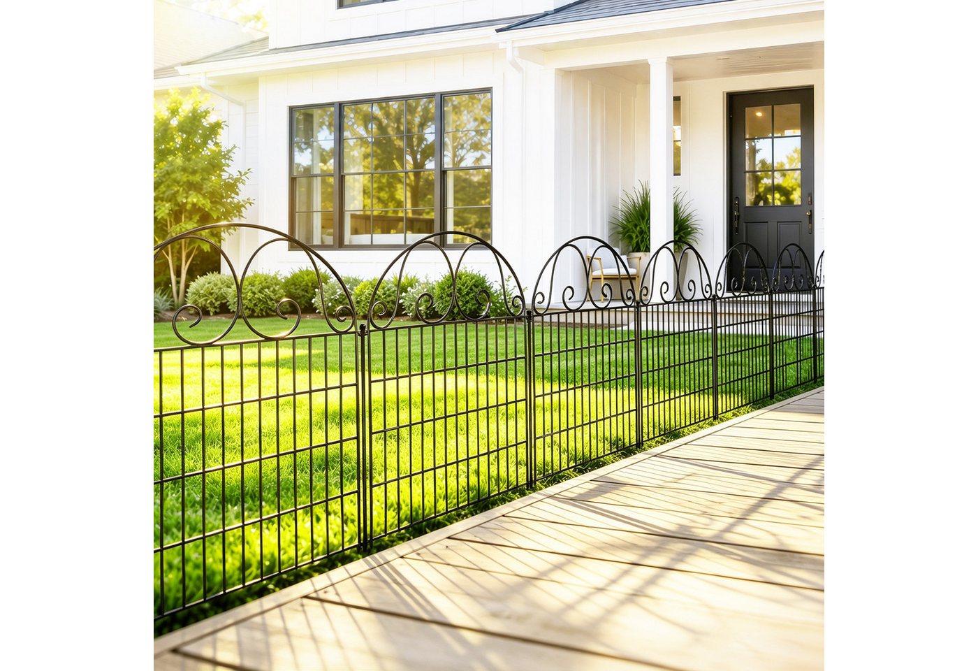 BlingBin Gartenzaun Metallzaunpaneelen Metall Steckzaun ohne Graben, 11 Elemente, 1 Türen, (Gartenzaun mit Tor Set (12 Teilig), 12-St., 12pcs), 135x68cm Temporärer Tierzaun als Barriere für Garten, Hof und Terrasse