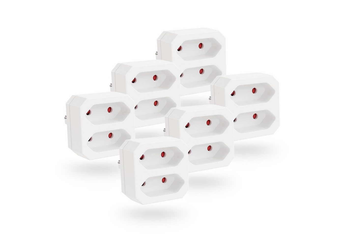 greate. 6x 2fach Steckdosenadapter bis 1100W, 2er Mehrfachsteckdose ohne Kabel Mehrfachsteckdose 2-fach (Erhöhter Berührungsschutz)