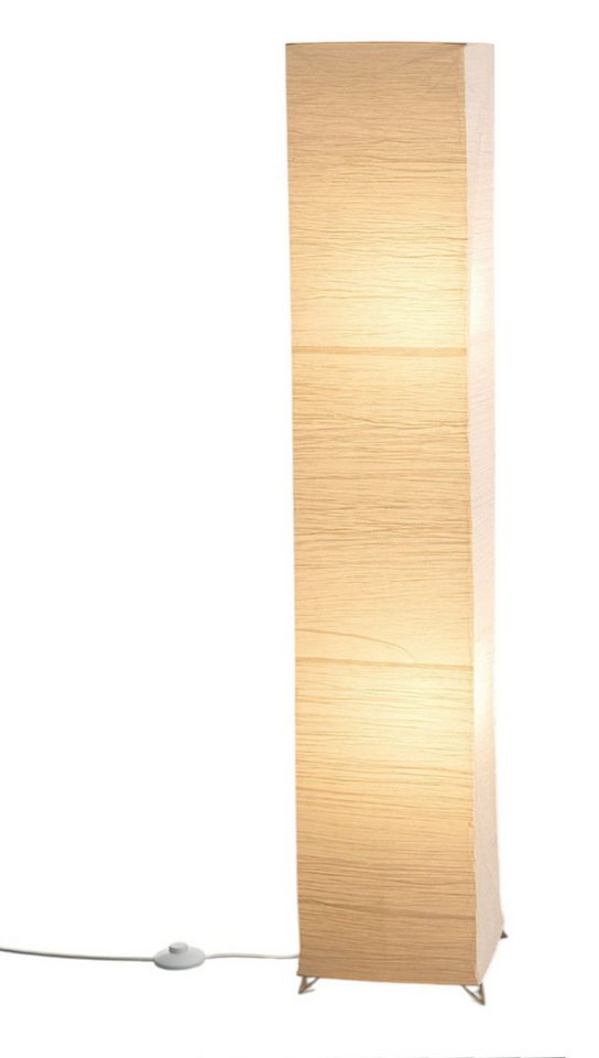 TRANGO LED Stehlampe, 1213L *OSLO* Reispapierlampe *HANDMADE* mit beigefarbenem Lampenschirm Stehleuchte inkl. 2x E14 LED Leuchtmittel 3000K warmweiß, Form: eckig - Höhe: 125cm Wohnraumlampe - Standlampe
