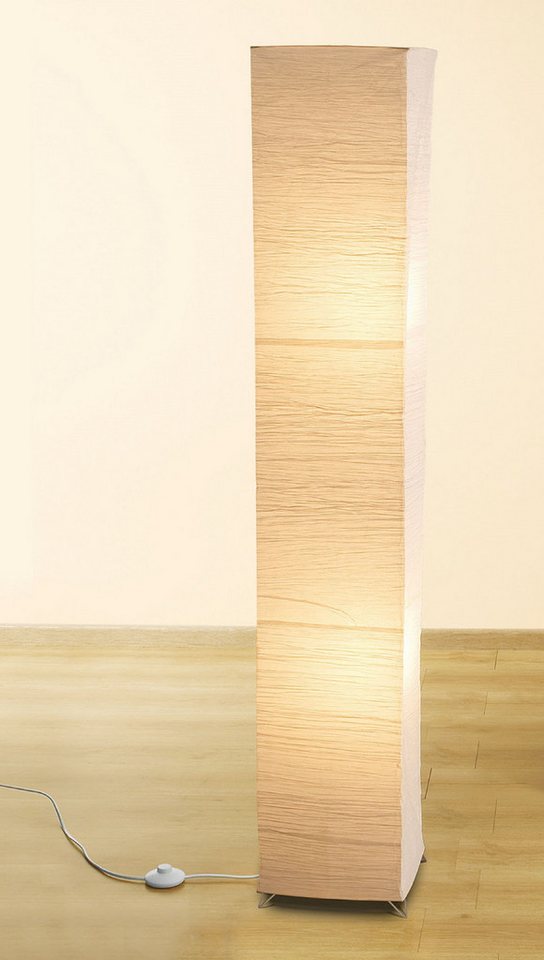 TRANGO LED Stehlampe, 1213L *OSLO* Reispapierlampe *HANDMADE* mit beigefarbenem Lampenschirm Stehleuchte inkl. 2x E14 LED Leuchtmittel 3000K warmweiß, Form: eckig - Höhe: 125cm Wohnraumlampe - Standlampe Bild 2