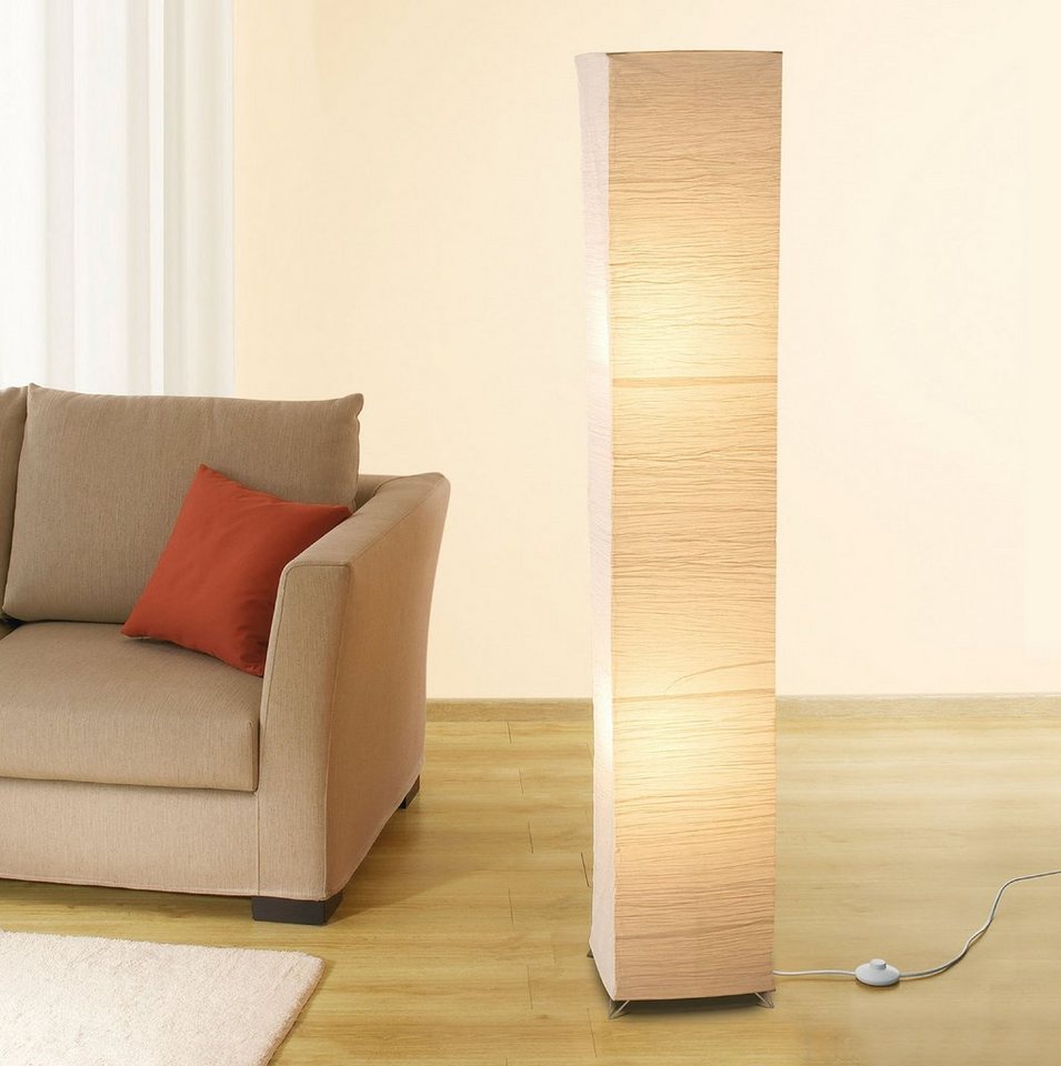 TRANGO LED Stehlampe, 1213L *OSLO* Reispapierlampe *HANDMADE* mit beigefarbenem Lampenschirm Stehleuchte inkl. 2x E14 LED Leuchtmittel 3000K warmweiß, Form: eckig - Höhe: 125cm Wohnraumlampe - Standlampe Bild 5