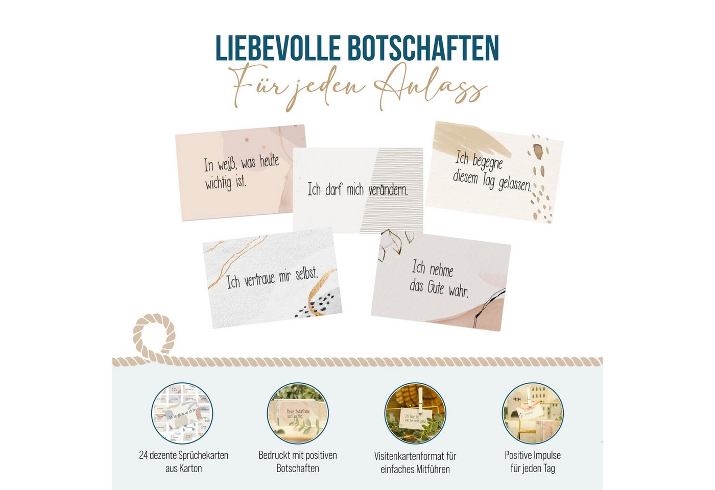 Logbuch-Verlag Klappkarte 24 Affirmationskarten für Erwachsene – Achtsamkeit im Boho-Design Bild 2