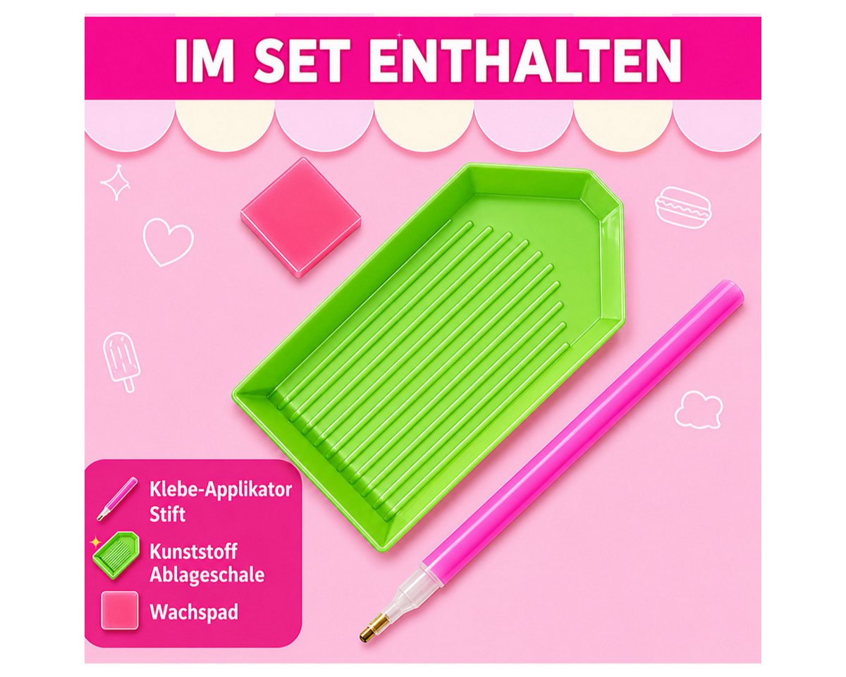 R2 Invest Kreativset Diamantmalerei Dinosaurier 15 Motive DIY Bastelset