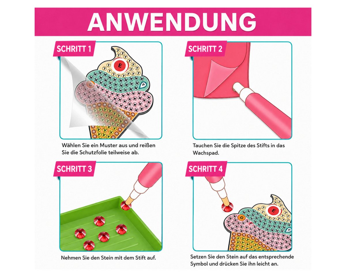 R2 Invest Kreativset Diamantmalerei Dinosaurier 15 Motive DIY Bastelset Bild 2