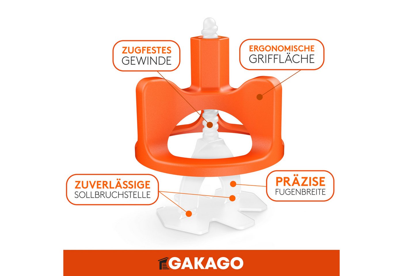 Gakago Nivelliersystem Fliesen (300-tlg., Set 2mm) Verlegehilfe für ein perfektes Fugenbild - Für Fliesenstärken 3-18mm
