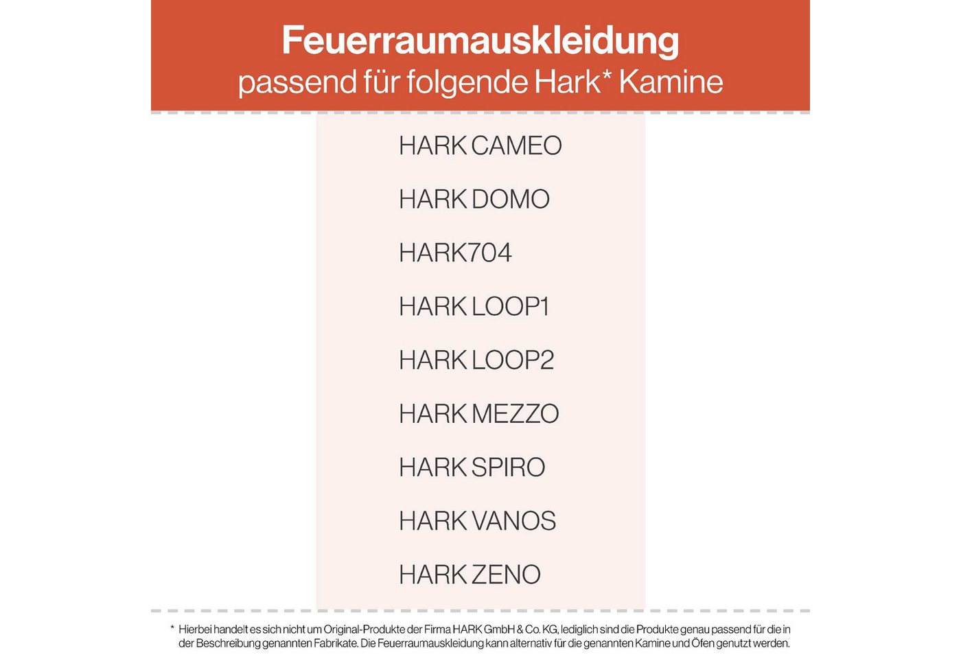 Feuerfest 123 GmbH Feuerraumplatten Feuerraumauskleidung 7-teilig passend für Hark** (Schamotte), aus feuerfesten Schamotte- und Vermiculite-Platten, passgenau