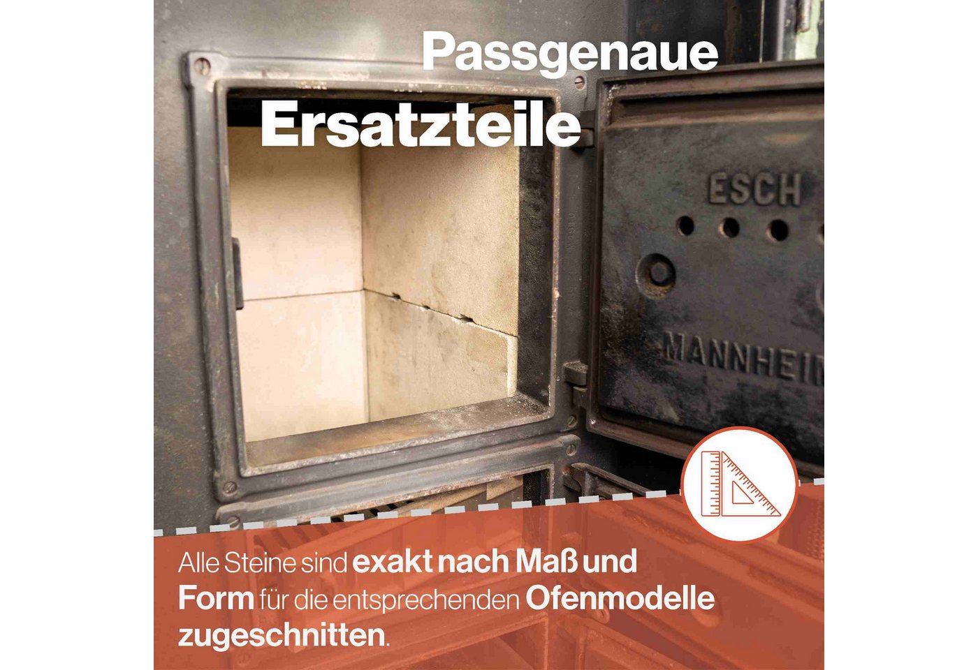 Feuerfest 123 GmbH Feuerraumplatten Feuerraumauskleidung 7-teilig passend für Hark** (Schamotte), aus feuerfesten Schamotte- und Vermiculite-Platten, passgenau Bild 4