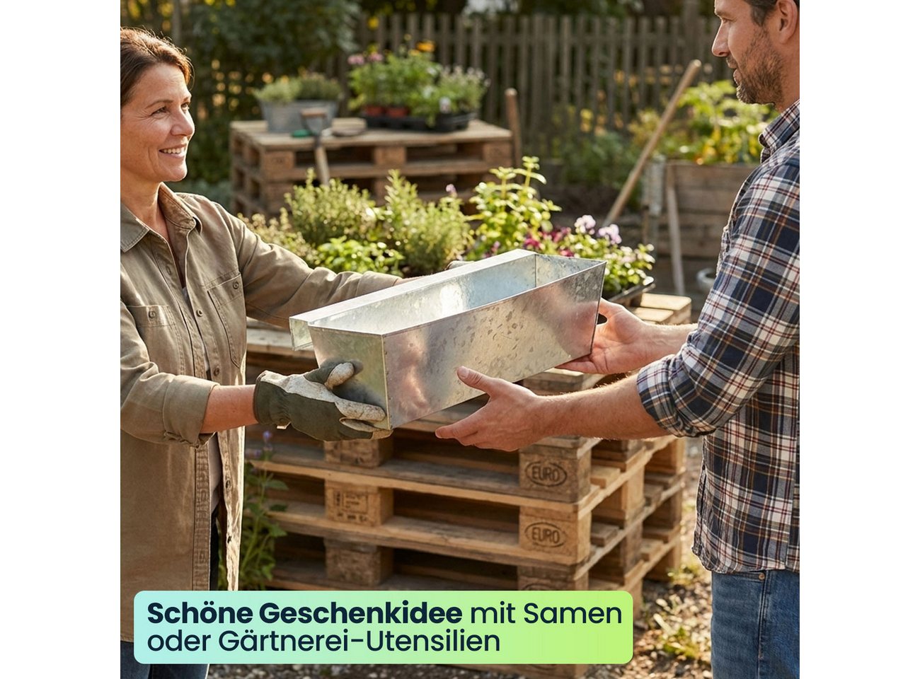 shop'n smile ideoon Balkonkasten Balkonkasten für Europaletten & Geländer (bis 2,5 cm), verzinkt (2 St), Mit 3 Wasserablauflöchern im Boden Bild 4