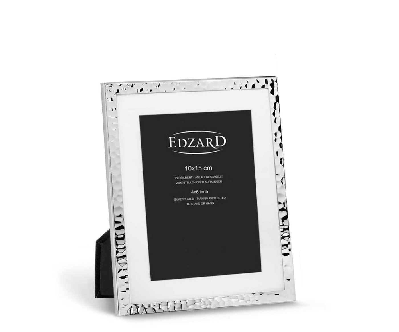 EDZARD Bilderrahmen Fano, Versilbert und anlaufgeschützt, für 10x15 cm Fotos, Passepartout Bild 5