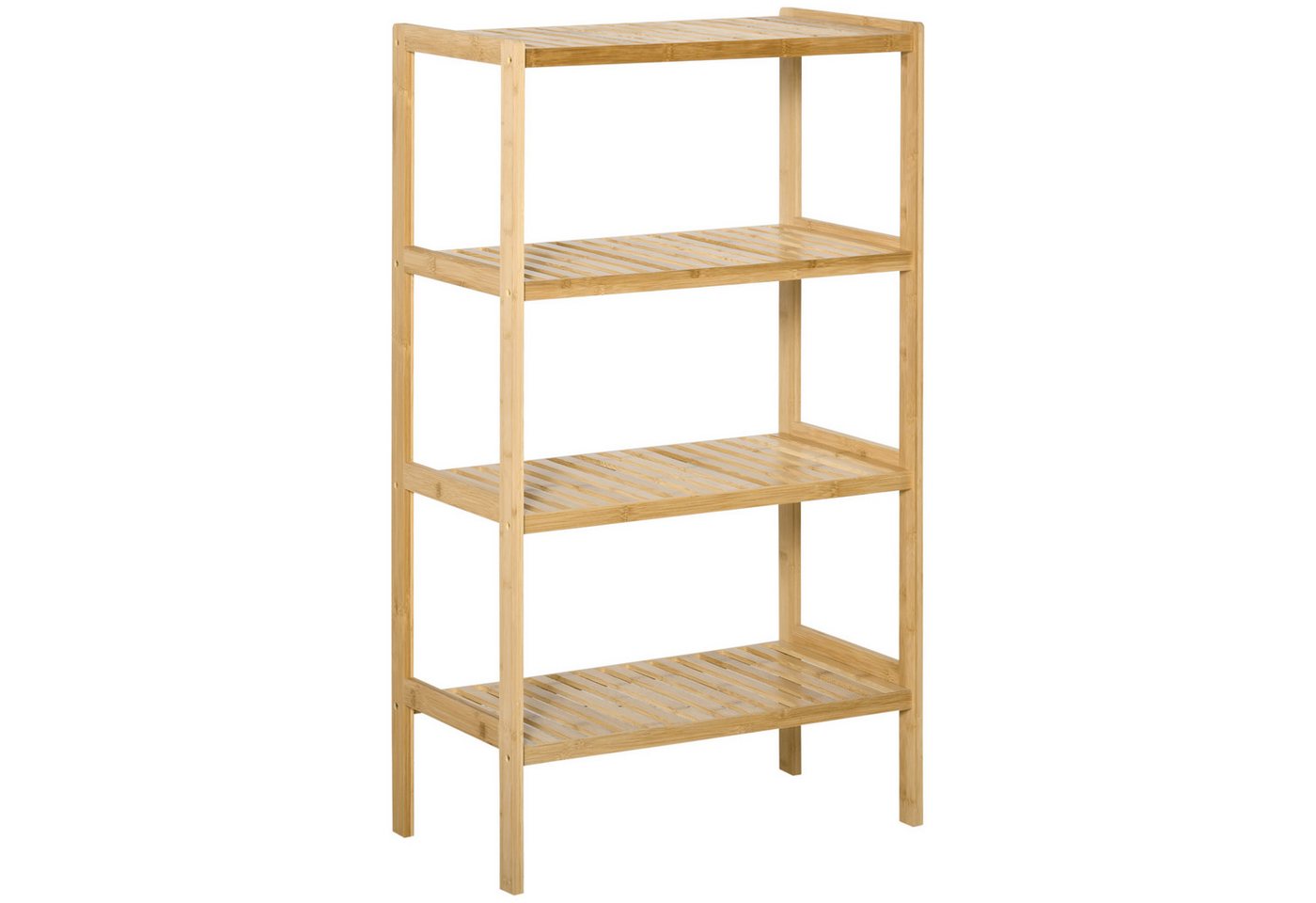 HOMCOM Standregal Badregal mit 4 Ebenen, Bambusregal, Küchenregal, für Bad Küche Wohnzimmer Schlafzimmer 1-tlg., Bambus Natur 62 x 33 x 112 cm