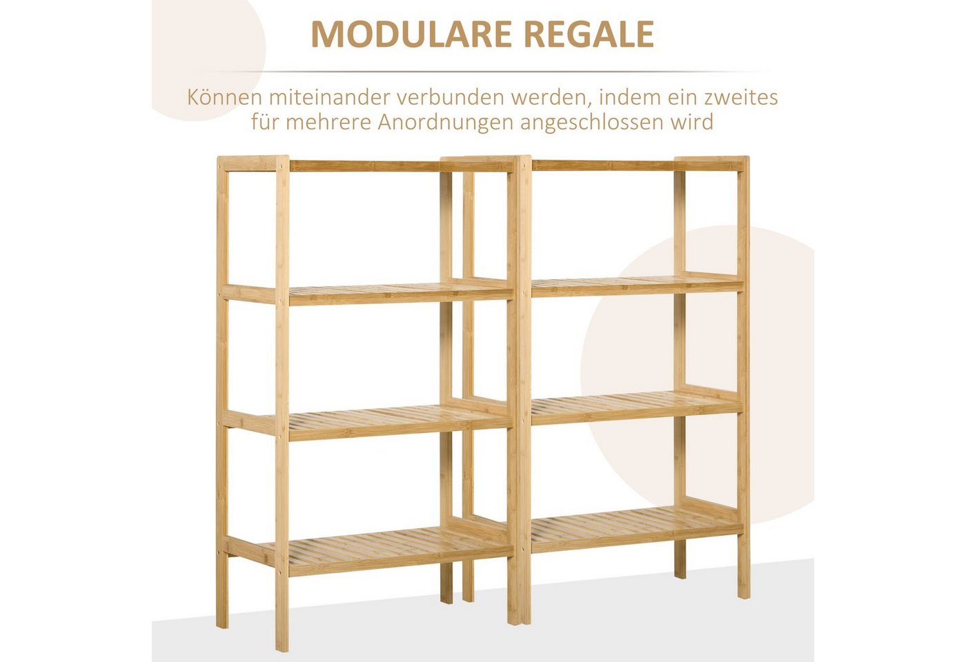 HOMCOM Standregal Badregal mit 4 Ebenen, Bambusregal, Küchenregal, für Bad Küche Wohnzimmer Schlafzimmer 1-tlg., Bambus Natur 62 x 33 x 112 cm Bild 5