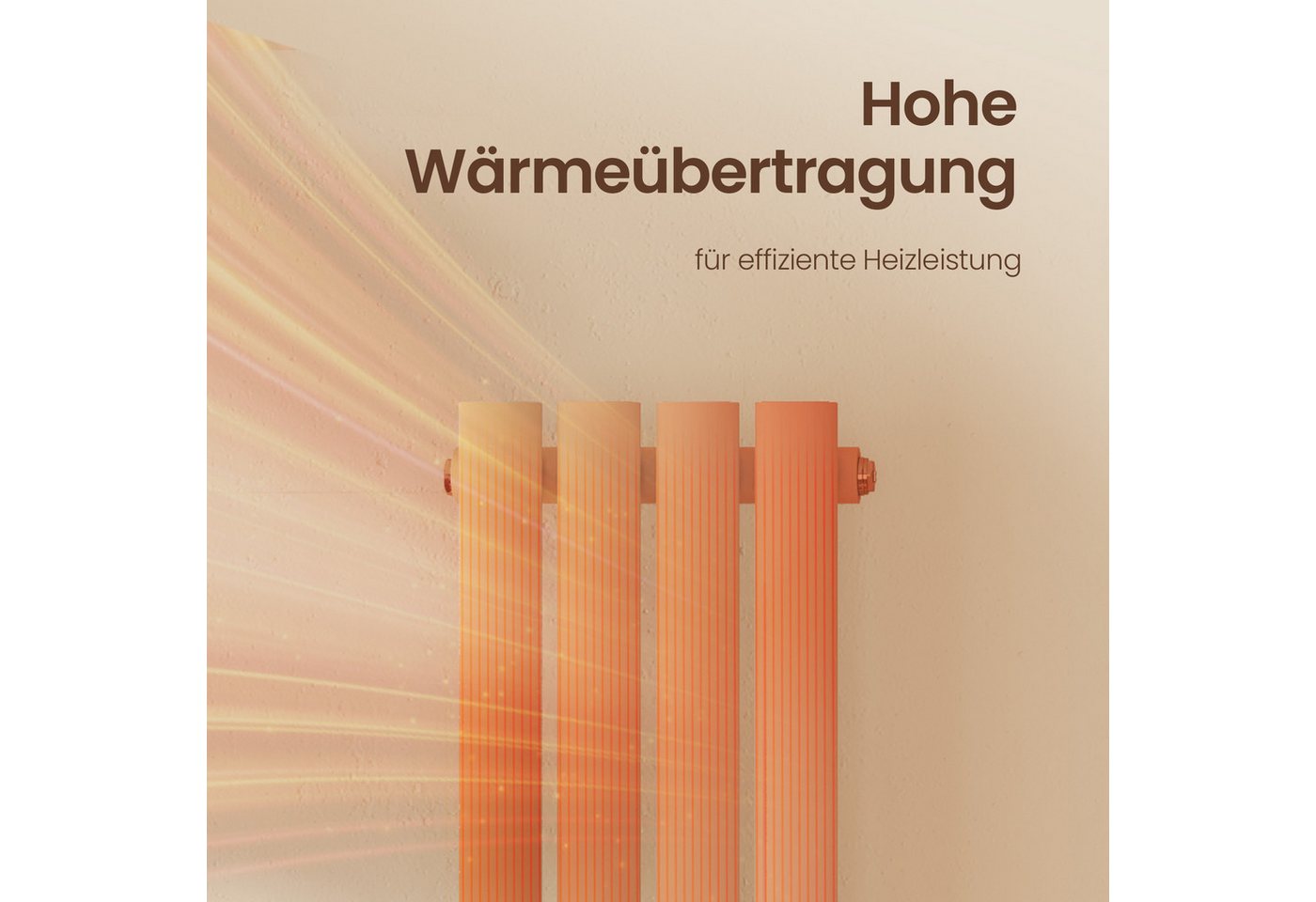 EMKE Designheizkörper Oval Paneelheizkörper Schwarz/Weiß Breite: 24cm, Höhe: 60cm~180cm, Vertikal Einlagig/Doppellagig, Mittelanschluss Bild 3