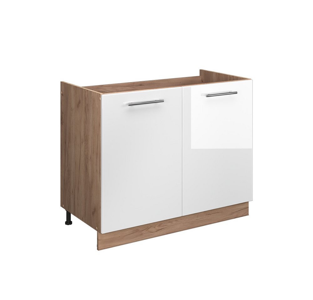 Vicco Unterschrank Fame-Line, Weiß Hochglanz/Goldkraft Eiche, 100 cm ohne Arbeitsplatte (1-St)