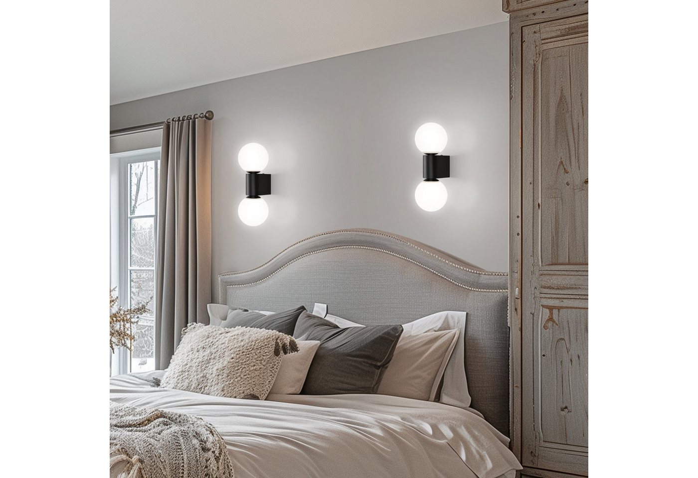 ZMH Wandleuchte G9 Innen Flurlampe Schwarz-Weiß Wandbeleuchtung Glaskugel Wohnzimmer, Einfache Installation, ohne Leuchtmittel, 2 verschiedene Montageausrichtungen Nachtlicht für Treppe Bild 3
