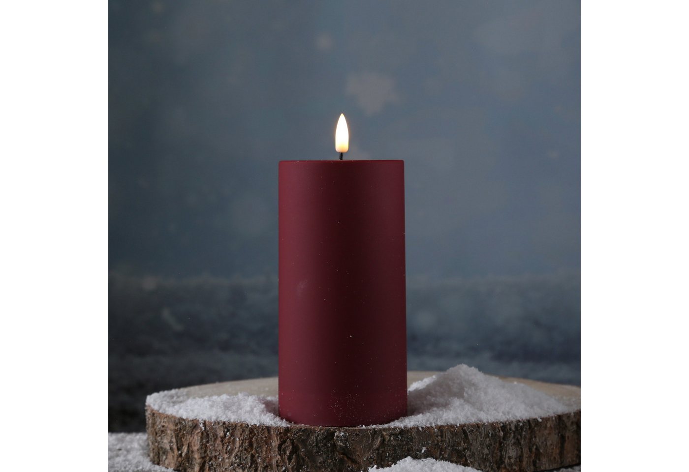 Deluxe Homeart LED-Kerze MIA für Deluxe für Außen flackernd H: 15cm D: 7,5cm dunkelrot outdoor, LED Classic, warmweiß (2100K bis 3000K)