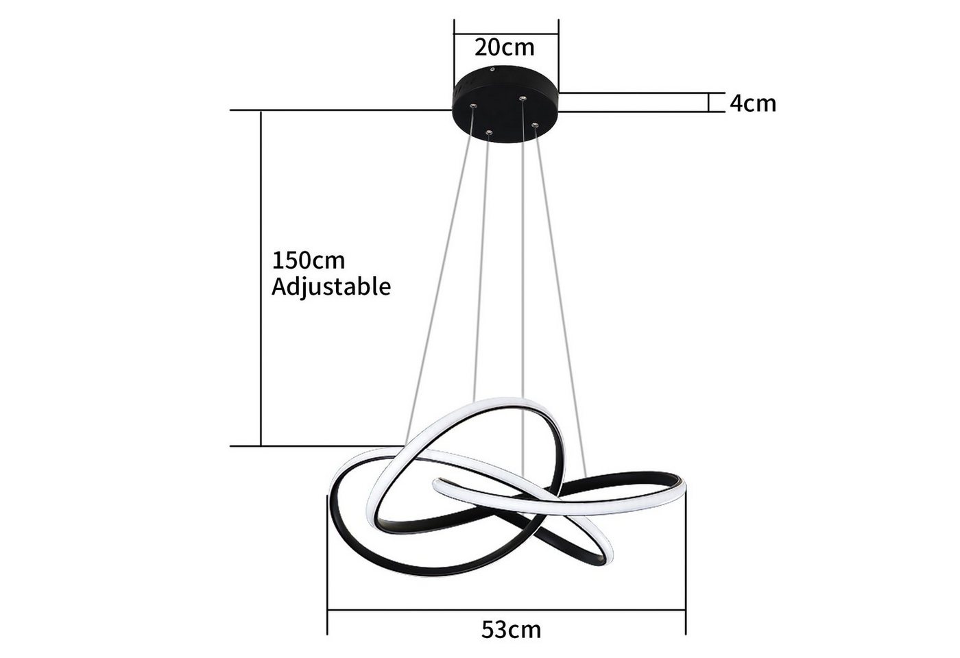 ZMH LED Pendelleuchte Höhenverstellbar 62W Ring Kronleuchter Fernbedienung Schlafzimmer, Augenschutz, LED fest integriert, 3000-6500k, Ø62cm Ringe Kronleuchter Pendant Lamp Restaurant Bild 4