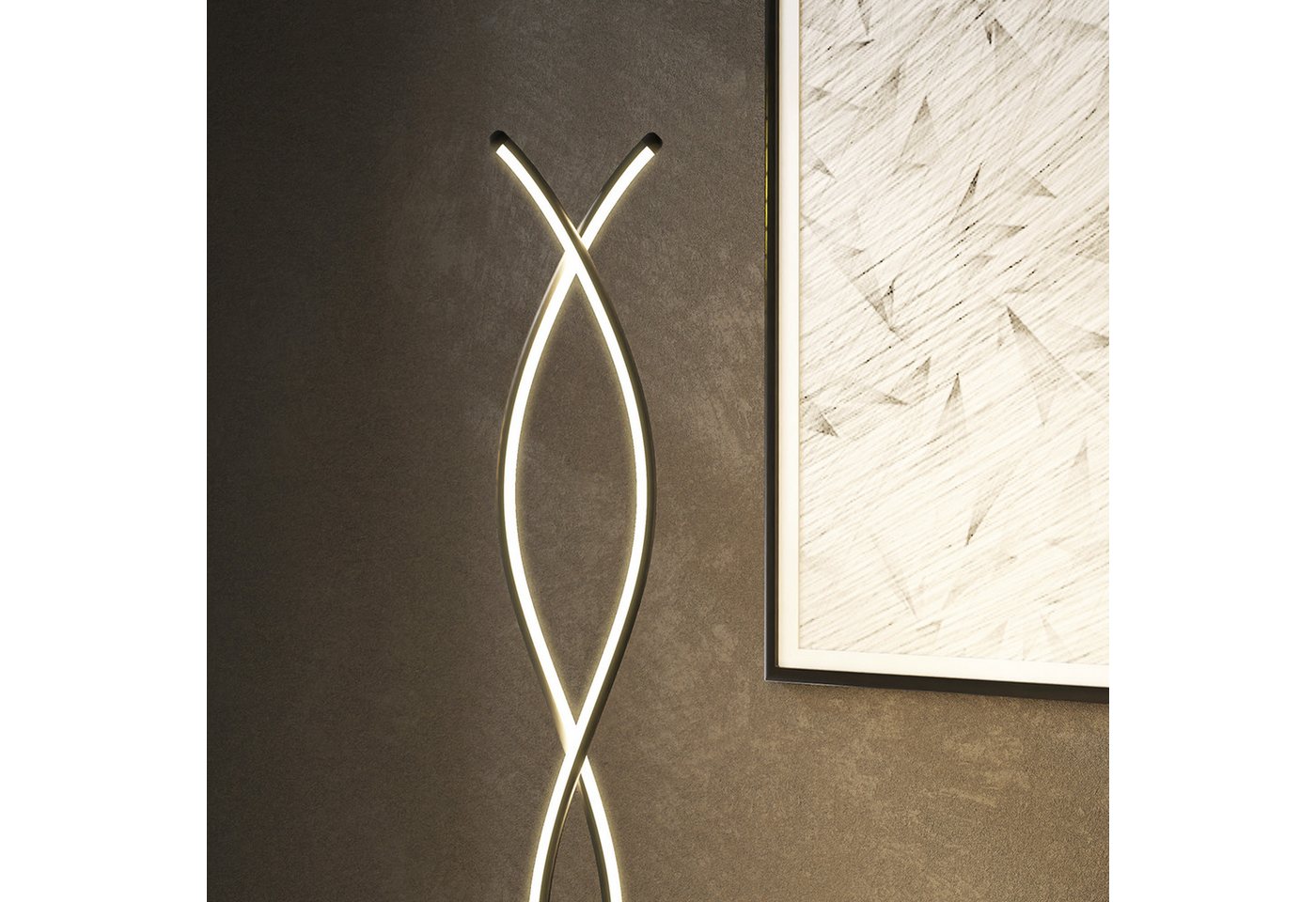 HOMCOM Stehlampe Standleuchte Modern 144 cm für Wohnzimmer und Schlafzimmer, Dimmfunktion, LED fest integriert, Neutralweiß, Doppelspiral-Design, 3 Stufen dimmbar Bild 4