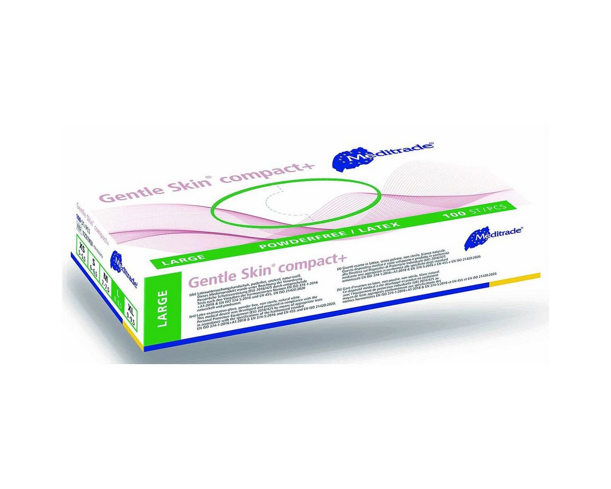 MediTrade Einweghandschuhe Gentle Skin® compact+ (100-St) beidhändig passend / mit Rollrand / puderfrei