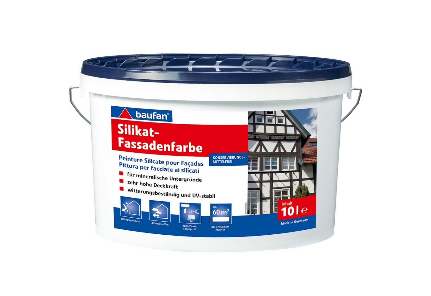 baufan® Fassadenfarbe Baufan lösemittelfreie Silikat-Außenfarbe witterungsbeständig 10L