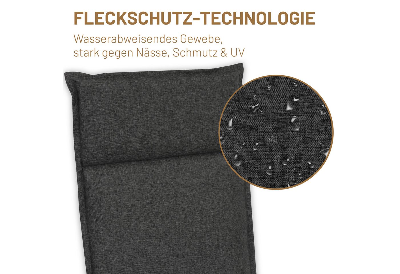 Herlag Hochlehnerauflage Bea Gartenstuhlauflage Wasserabweisend 120x50x4,5cm, (1 St), Polsterauflage für Klappstühle mit UV- & Fleckschutz Bild 2