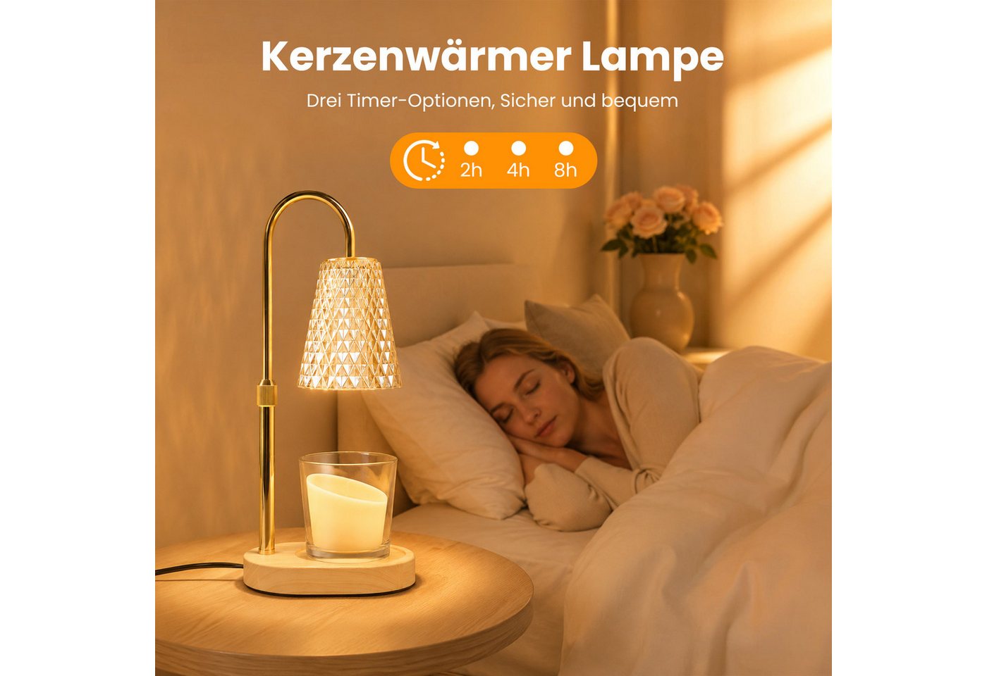 DAITORE Duftlampe Kerzenwärmer Lampe, Candle Warmer lamp mit Timer und Dimmer, Höhenverstellbar Kerzenwärmer Kerzen Lampe mit 2 Glühbirnen