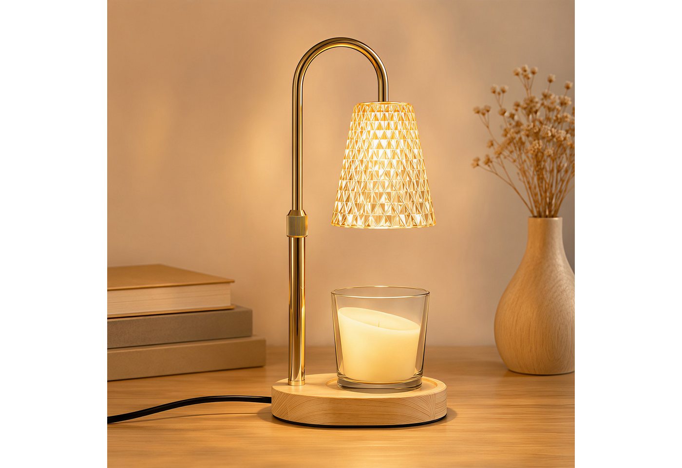 DAITORE Duftlampe Kerzenwärmer Lampe, Candle Warmer lamp mit Timer und Dimmer, Höhenverstellbar Kerzenwärmer Kerzen Lampe mit 2 Glühbirnen Bild 2