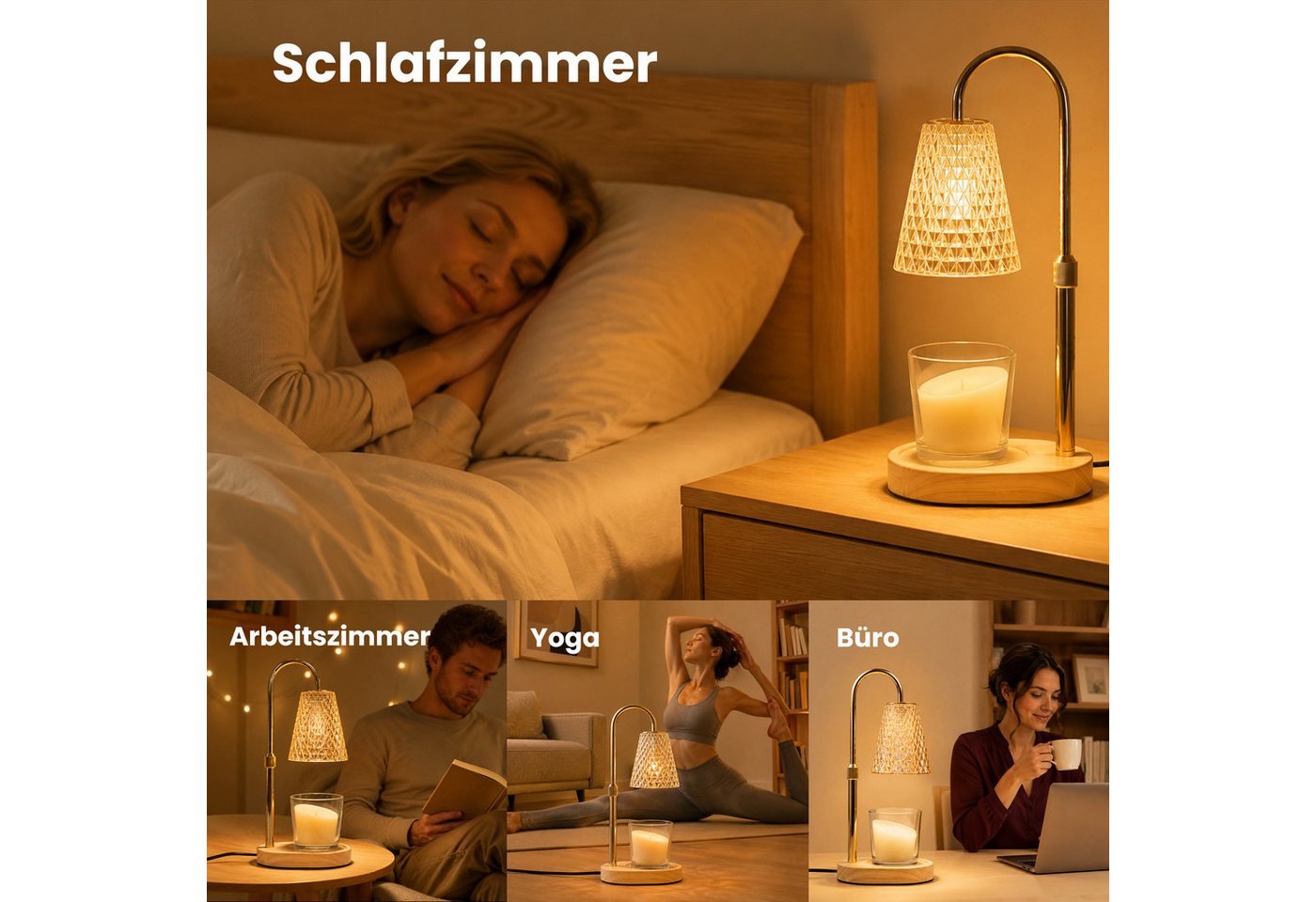 DAITORE Duftlampe Kerzenwärmer Lampe, Candle Warmer lamp mit Timer und Dimmer, Höhenverstellbar Kerzenwärmer Kerzen Lampe mit 2 Glühbirnen Bild 5