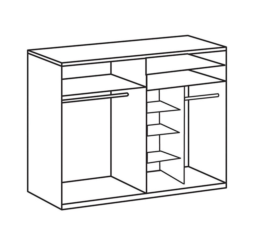 Wimex Schwebetürenschrank Bern (3 Türen, Einlegeböden, Kleiderstangen, Spiegel, 1-St., moderne Optik, Metallgriffleisten, mit Spiegel) 225x64x210cm weiß Spiegel 3-türig Bild 3