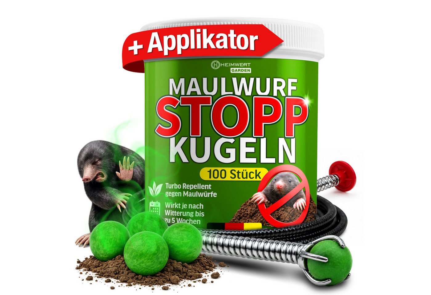 HEIMWERT Vergrämungsmittel Heimwert Maulwurfkugeln, 100 Stück, 2-St., Vorteilspackung, Giftfrei, geräuschlos, Langzeitwirkung bis zu 85 Tage, Made in Germany Bild 3
