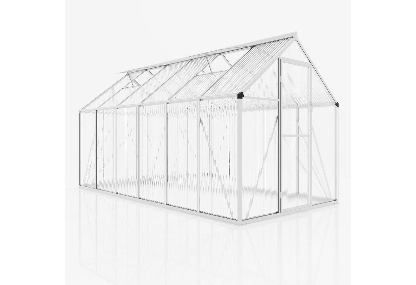 AMERLIFE Gewächshaus mit Schnellmontage & Aluminiumrahmen, 2 Belüftungsfenster, BxTxH: 362.5 x 181 x 195 cm, 181×362,5×195 cm, 12 m³ Volumen, UV-beständig & wetterfest Bild 2