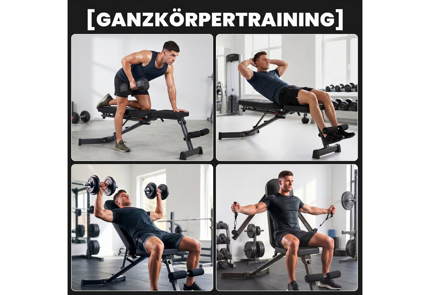 SPORTNOW Hantelbank klappbar mit Beinstrecker 3-Fach Rückenlehne, 3 Widerstandsstufe, (Set, 1-tlg., mit Widerstandsbändern), klappbar, 3-fach verstellbare Rückenlehne Bild 3