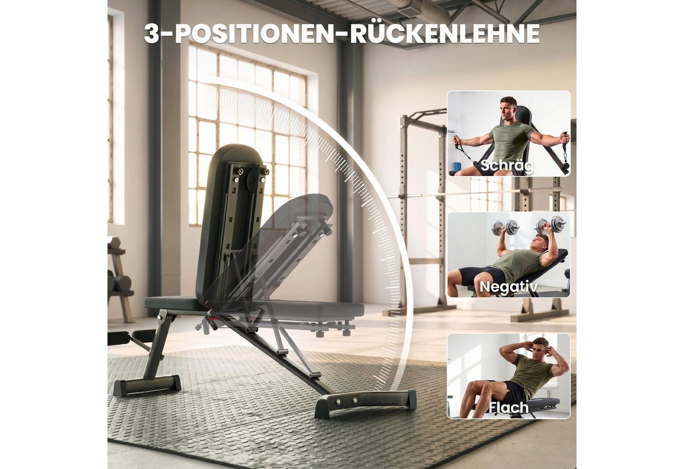 SPORTNOW Hantelbank klappbar mit Beinstrecker 3-Fach Rückenlehne, 3 Widerstandsstufe, (Set, 1-tlg., mit Widerstandsbändern), klappbar, 3-fach verstellbare Rückenlehne Bild 4