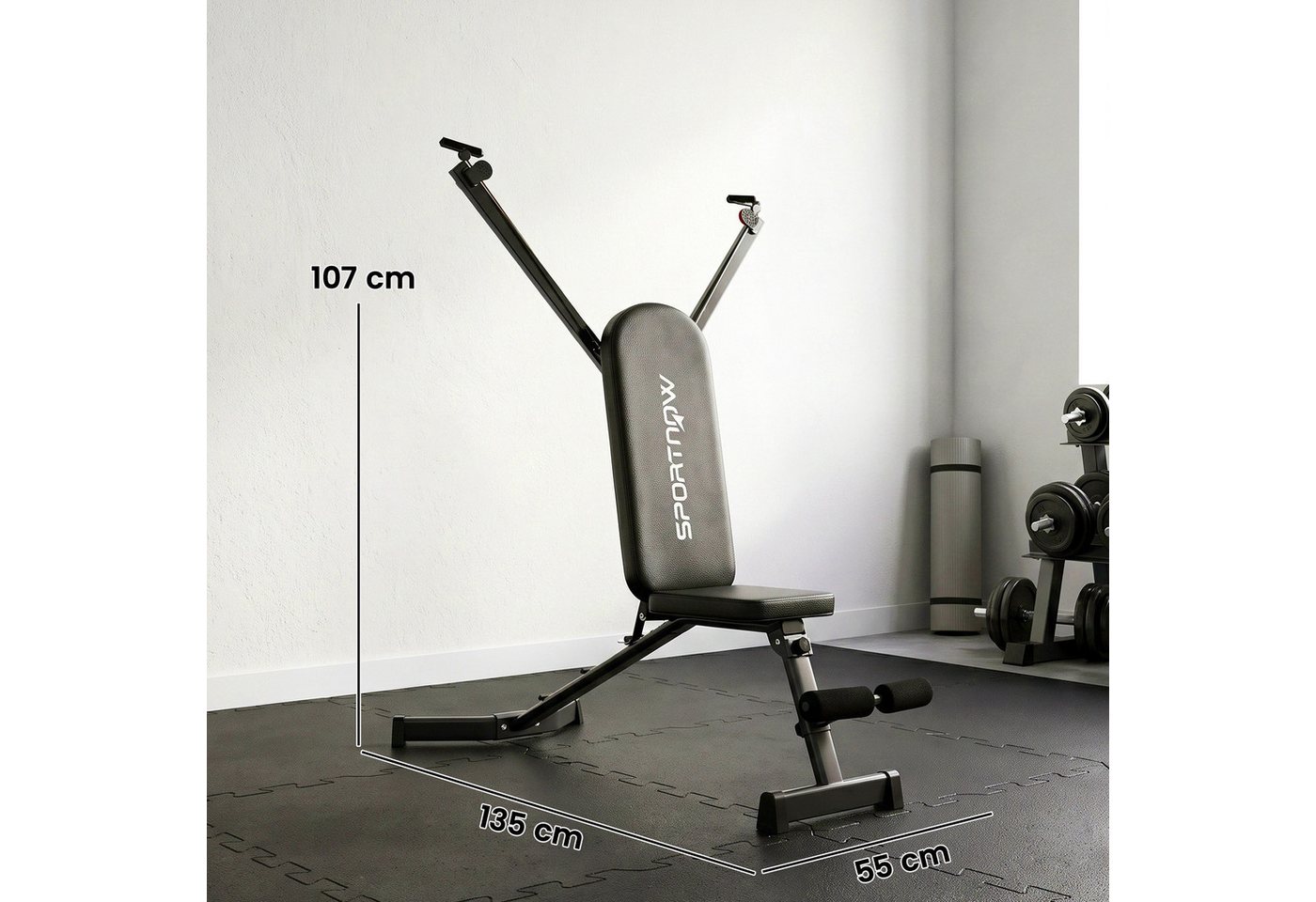 SPORTNOW Hantelbank klappbar mit Beinstrecker 3-Fach Rückenlehne, 3 Widerstandsstufe, (Set, 1-tlg., mit Widerstandsbändern), klappbar, 3-fach verstellbare Rückenlehne Bild 5
