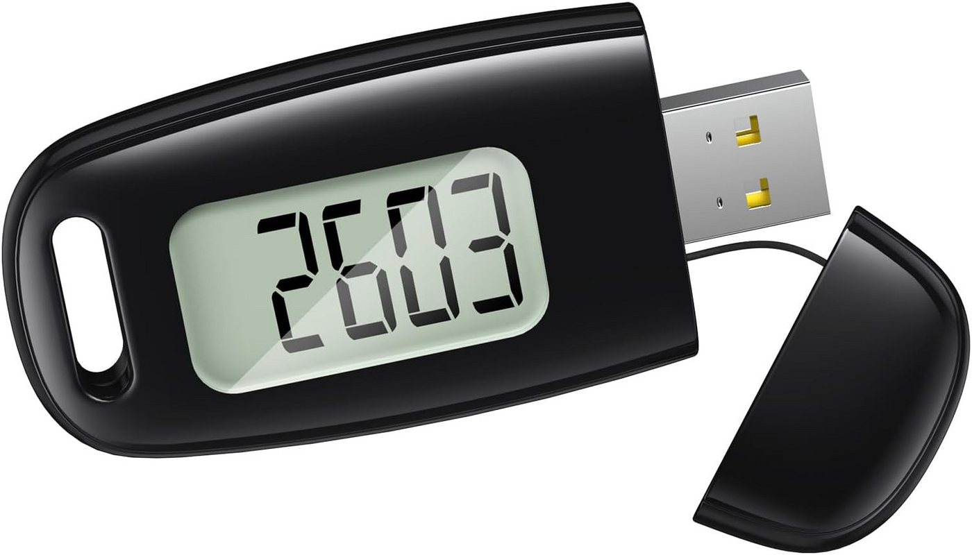 Coonoor Schrittzähler USB Aufladbarer 3D Pedometer, Großes Display, Einfacher Schrittzähler ohne App, Präzise Verfolgung Ihrer Schritte