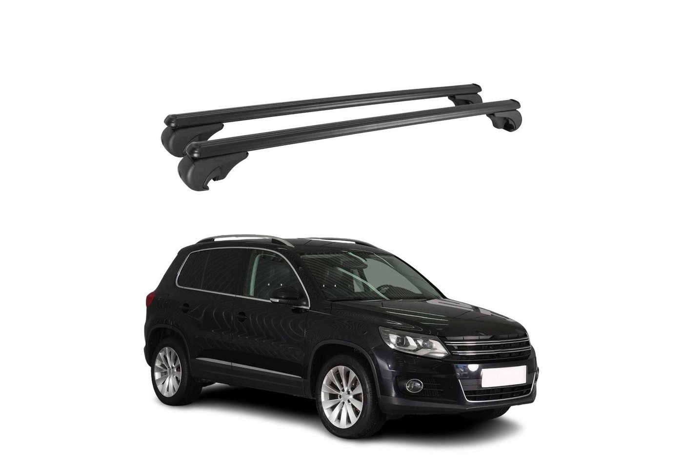 OMAC Dachträger für VW Tiguan 2007-2018 Gepäckträger Grundträger Aluminium Schwarz 2x (2-St), Wasserbeständig,Abnehmbar,Multifunktional,Leichtgewichtig Bild 3