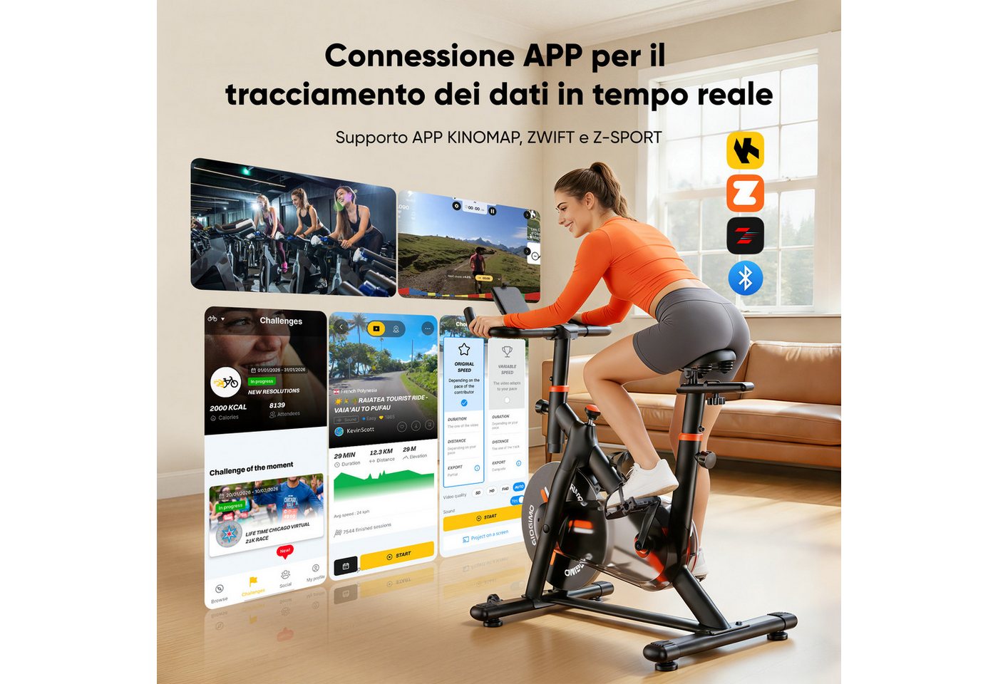 GIDGIMO Heimtrainer Heimtrainer Fahrrad mit LED-Display & Herzfrequenzsensor, 100 Stufen, App-Kompatibilität & stabilem TITAN-Rahmen für Zuhause Bild 5