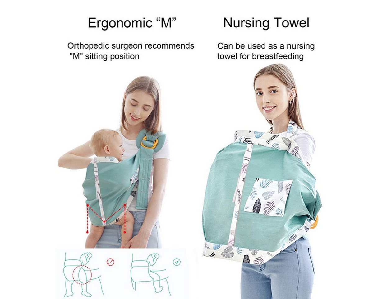 AURIVION Bauchtrage Bauchtrage Babytrage Schlinge, Baby haltend (Set, 1-tlg., Neugeborenen-Tragetasche (1 Stück), vier Jahreszeiten multifunktionales atmungsaktives Netz Bild 5