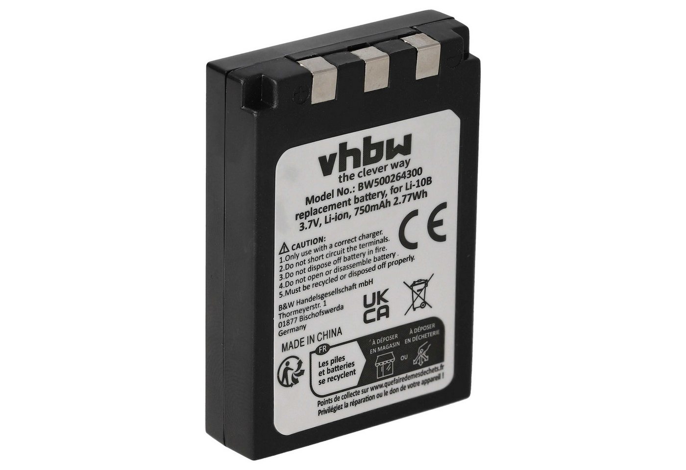 vhbw Akku Ersatz für Olympus Li-10B, Li-12B für Foto / Kompaktkamera / Kamera-Akku Akku Li-Ion 750 mAh (3,7 V, 1 St), Leistungsfähiger Austausch-Akku für Digitalkamera, Spiegelreflexkamera Bild 3