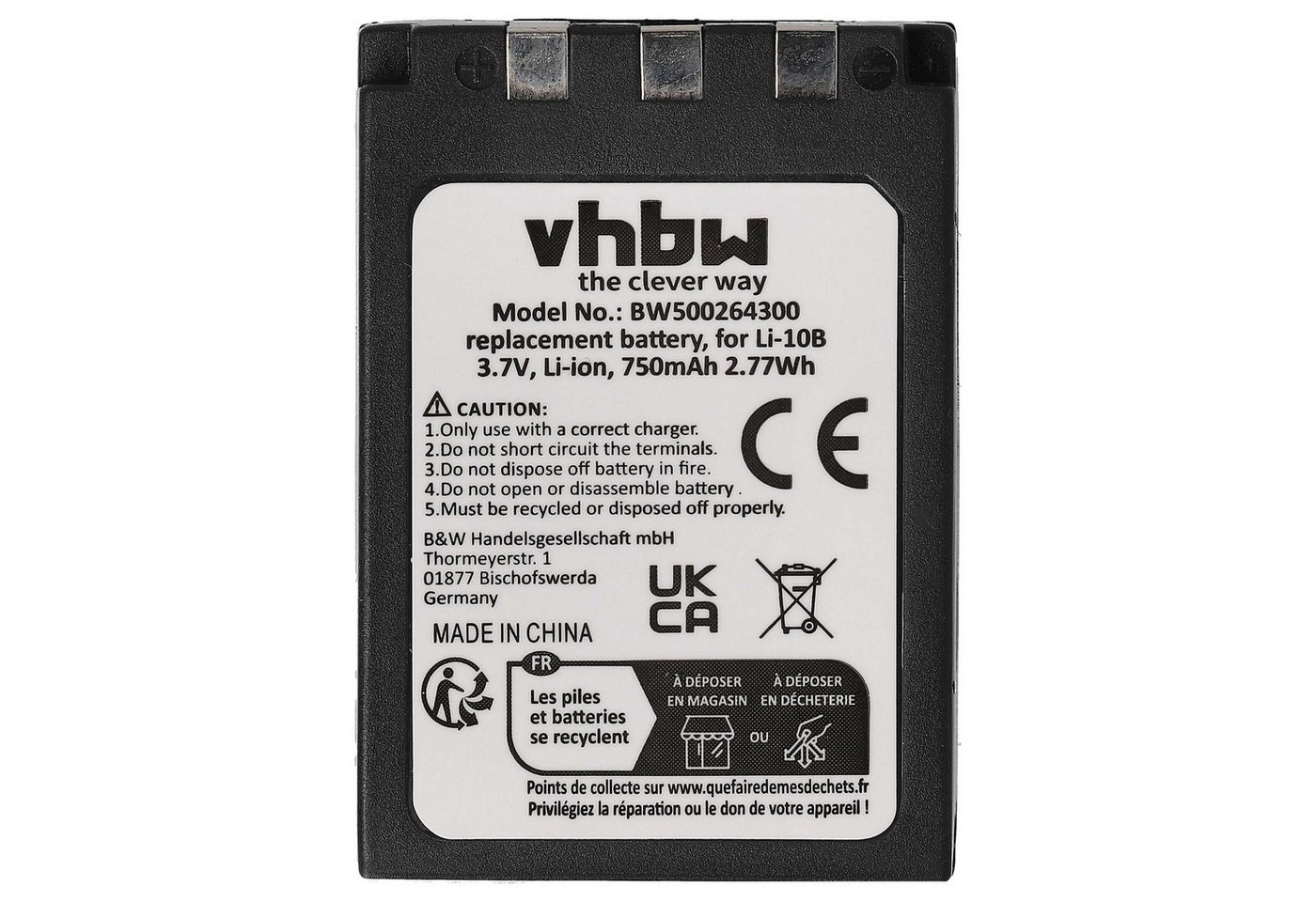 vhbw Akku Ersatz für Olympus Li-10B, Li-12B für Foto / Kompaktkamera / Kamera-Akku Akku Li-Ion 750 mAh (3,7 V, 1 St), Leistungsfähiger Austausch-Akku für Digitalkamera, Spiegelreflexkamera Bild 4