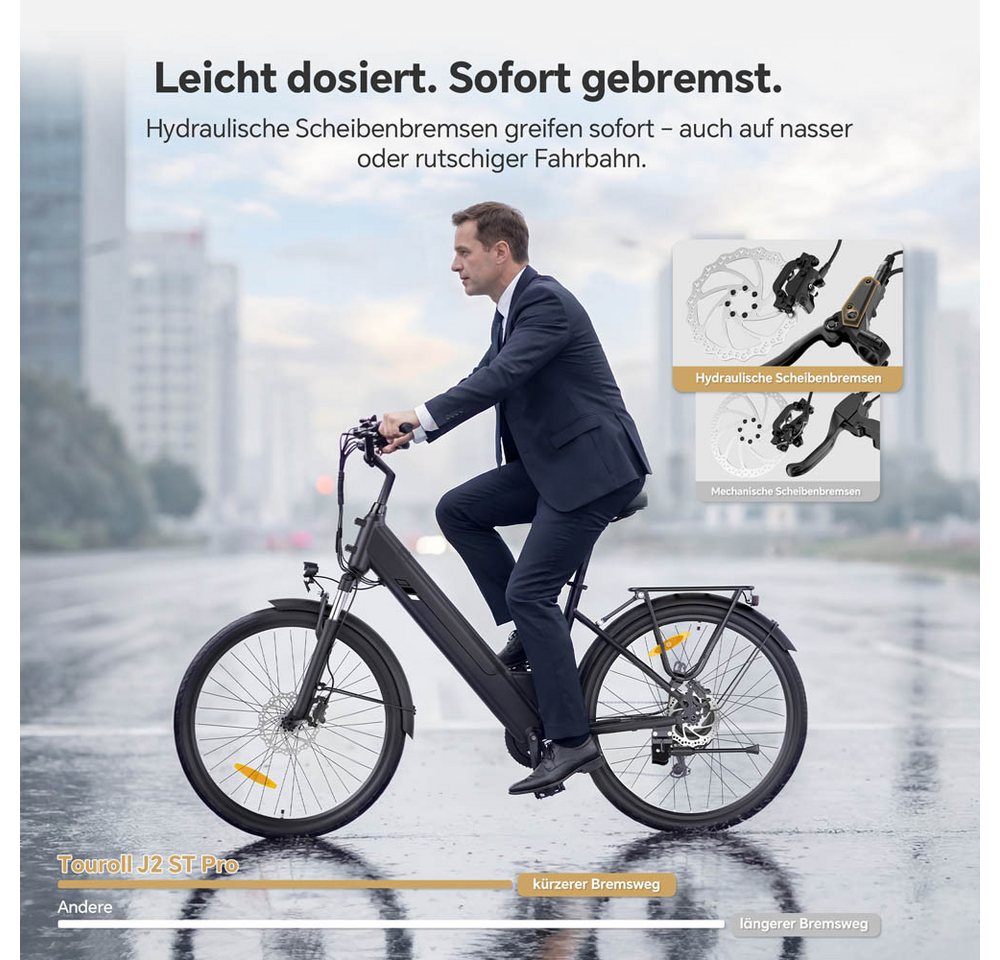 Touroll E-Bike Trekkingrad J2 ST Pro, 7 Gang, Heckmotor, 561,6 Wh, 26"x16", 15/20/25 km/h (Stufe 1–3), 36V 15.6Ah Bild 5